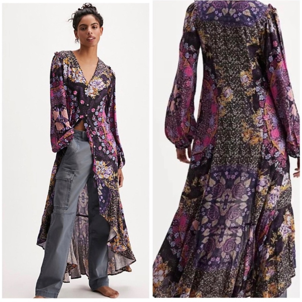 💜 NWT! Free People Marais printed midi dress small 💜